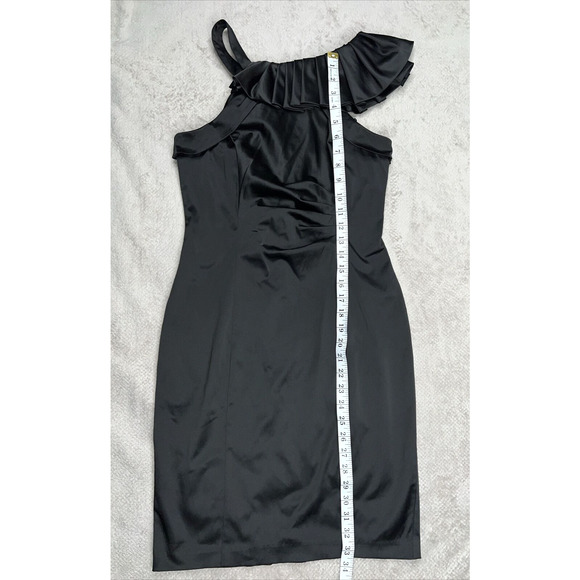 Aryn K. Ruffled Collared Shoulder Sheath Dress Black Size Small Party holiday - Picture 8 of 13